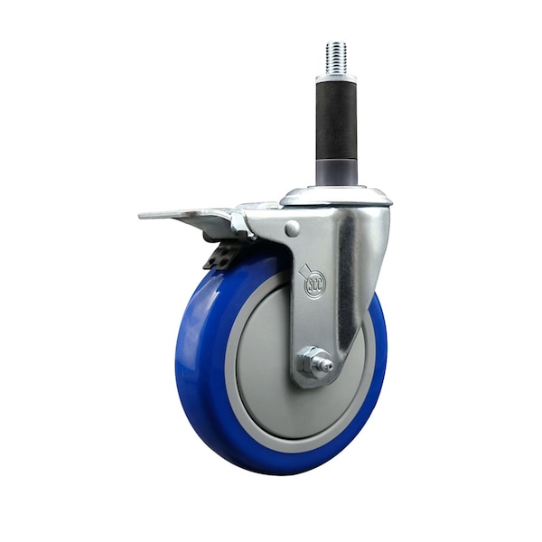 5'' SS Blue Poly Swivel 1'' Expanding Stem Caster Total Lock Brake